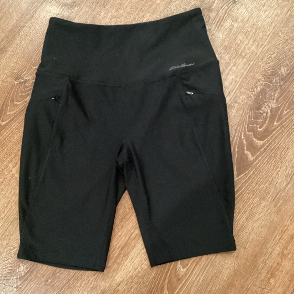 Eddie Bauer Midrise Trail Tights Shorts Bike Hiking Black Zipper Pockets‎ Small